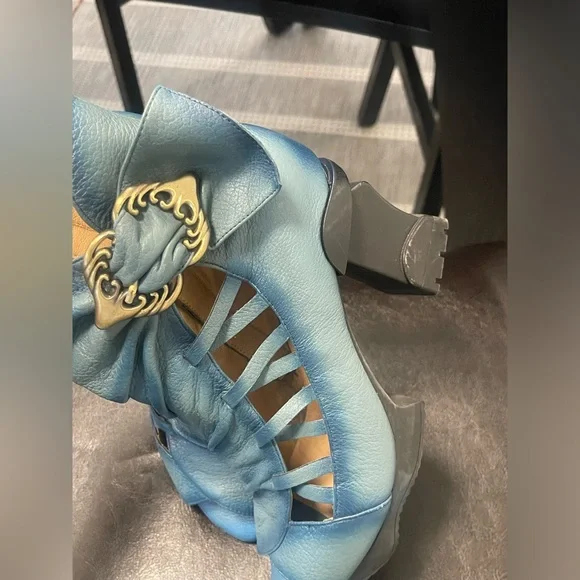 L'Artiste Spring Step Artsy Blue Leather Shooties Unique Booties Womens Size 40 - Picture 4 of 9